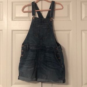 Medium Wash Denim Shorts Overalls